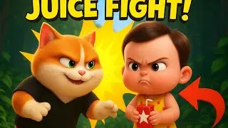 Cat Wants Baby’s Juice 🍹| Funny cartoon🤣 @HHZanimations #funnycartoon #catandbaby