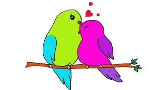 How to Draw Love Birds easy