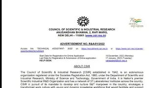 CSIR Technical Assistant Recruitment | Latest Jobs | Permanent | Graduate/diploma/B.Sc | Jobs