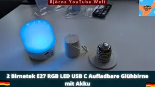 2 Birnetek E27 RGB  LED  USB C Aufladbare Gl&uuml;hbirne mit Akku