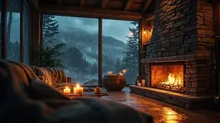 Rain Sounds & Fireplace | Deep Relaxing Music for Sleep, Stress Relief & Study