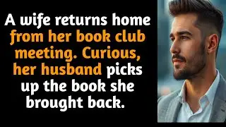A wife returns home from her book club meeting. Curious, her husband picks up the book she brought