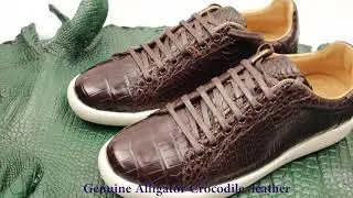 Men's Shoes Genuine Crocodile Alligator Skin Leather Handmade Dark Brown
