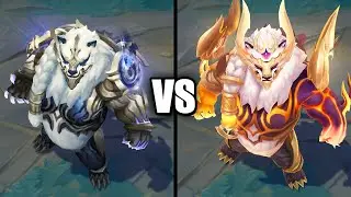 Prestige Dragon Duality Volibear vs Dragon Duality Volibear Skins Comparison (League of Legends)