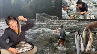 Fishing Cooking & Eating Outdoor || Caught 1KG Fish || Arunachal Pradesh 