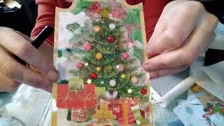 Carte No&euml;l facile, utilisation des papiers cir&eacute;s pour fond 🎅🏻🧚🏻&zwj;♀️💚