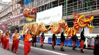 London Chinatown Chinese Association Including Dragon And Lion Dancers At NYDP London.2023
