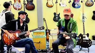 Cliff and Tim jam in the Dagger booth at the Shanghai Music Fair 