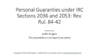 Personal Guaranties Under IRC Sections 2036 and 2053: Rev. Rul. 84-42