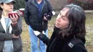Mayor Chilton listens to Maria Rowan talk about the occupation of the CVS property