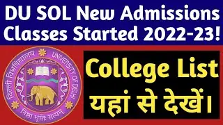 DU SOL New Admissions College List Release 2022! DU SOL First Semester College list Release 2022!