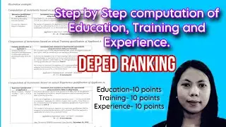 HOW TO COMPUTE EDUCATION, TRAINING AND EXPERIENCE POINTS IN DEPED RANKING?