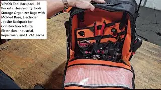 VEVOR Tool Backpack, 56 Pockets, Heavy-duty Tools Storage Organizer Bags with Molded Base