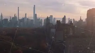 Journal Square skyscrapers construction city in Jersey City, New Jersey, aerial view in a foggy