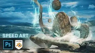 Creating MYSTERIOUS FANTASY ALIEN ENVIRONMENT concept art in Blender and Photoshop