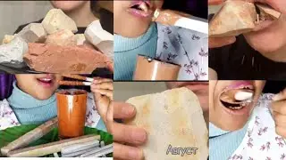 Dry chalk eating | slate pencil eating | clay eating| ASMR credit @CrunchQueenSimi 