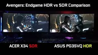 ASUS PG35VQ HDR vs ACER X34 SDR Comparison  Avengers: Endgame