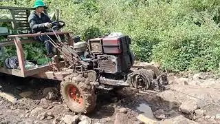 Xe công nông chở chuối lên dốc đá rất Nguỵ hiểm 