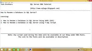 HOW TO RENAME SQL DATABASE IN SQL SERVER USING SSMS AND T-SQL SCRIPT | Michael Cordova