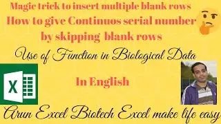 MS Excel 2019 Insert multiple blank rows | Continuos serial number | Skipping blank rows  | English