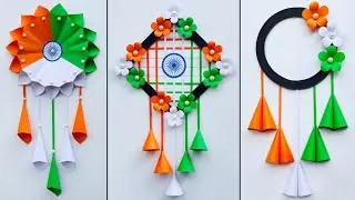3 Beautiful Independence Day Wallhanging Craft / Tricolor wall decoration ideas / 15th August craft
