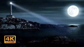 Relaxing Lighthouse with Water Sounds in the Moonlight (Moonlight Hike)