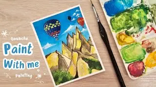 Tour On My Art Desk | How to Paint Hot Air Balloons 🎈| Gouache painting Tutorial For Beginners
