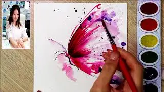How to draw A fluttering  butterfly - Speed watercolor painting Demonstration