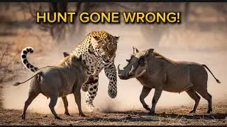 Leopard vs Warthog Fight | Brutal Wildlife Battle in the African Plains | Nature Documentary