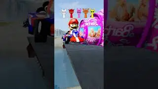 Gummy Bear & Super Mario & Spiderman & Frog & McQueen Zombie VS Bollard Barbie in BeamNG.Drive