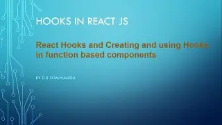 React Hooks, Creating and using Hooks