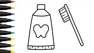 How to Draw Toothbrush and Toothpaste | Cute Toothbrush & Toothpaste Drawing | Step by Step Tutorial