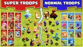 SUPER TROOPS VS NORMAL TROOPS💥 CLASH OF CLANS COMPARISON.....