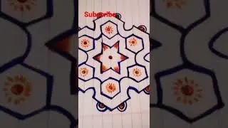 easy star rangoli#shorts #muggu #kolam #rangoli #orange#dots #navyblue #trendy #sridevi #easy #star