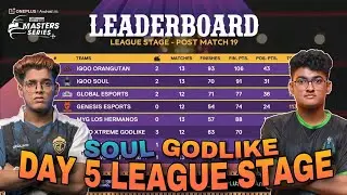 BGMS POINTS TABLE | DAY 5 LEAGUE STAGE | FRAGGERS OVERALL STANDINGS | NODWIN GAMING BGMI TOURNAMENT