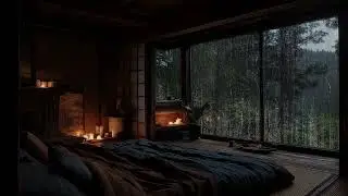 Cozy Warm Bedroom with Rain Outside | Rain ASMR, White Noise for Sleep, Relax & Study
