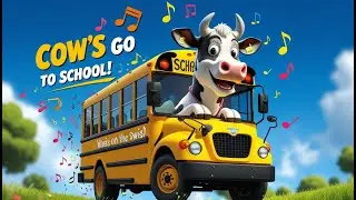 🐄🚌 Cows Go to School Singing The Wheels on the Bus | Funny Cartoon Kids Song 🎶