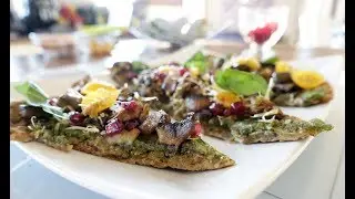Főzősuli 7: Gluténmentes pizza házi pesto-val és gombás padlizsán raguval