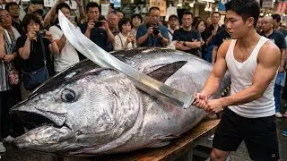 Unbelievable 300 KG bluefin tuna breakdown with surgeon precision