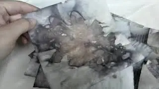 Dyed paper with leaves, rust and vinegar