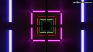 FREE DOWNLOAD!! Live Wallpaper - VJ Loop 25 - Square Tunnel & Multicolor Neons - 4K - [30 min]