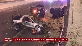 3 killed, at least 5 injured in multiple crashes on I-57 NB in Calumet Park overnight, lanes remain