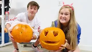 COUPLES PUMPKIN CARVING CHALLENGE - caiti vs. cole