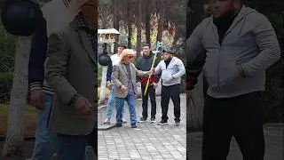 Grandpa&rsquo;s Secret Strength! 🥊 Young Men Shocked by the Heavy Crutch Prank! #majic #shorts