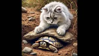 cat helps turtle#aivideo#cute#cat#cartoon#viralvideo #aicat#viralvideos#viralshorts #aiturtle#turtle