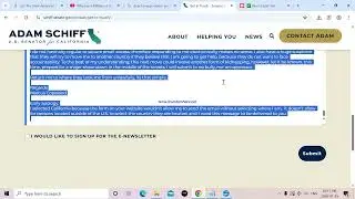 Email To US Politician Hon. ADAM SCHIFF.