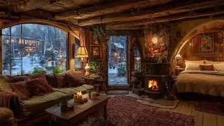 🔴Fireplace Crackles & Snowfall Symphony | Cozy Cabin Ambience for Sleep, Study or Calm Vibes 🔥❄️