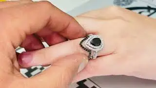 V Shaped Black Diamonds Matching Wedding Band Handmade 