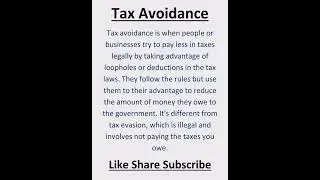 What is Tax Avoidance | Tax Avoidance in Income Tax #shorts #incometax #education