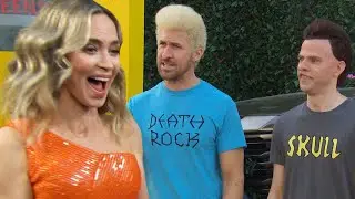 Ryan Gosling CRASHES Emily Blunt&rsquo;s Interview as Beavis and Butt-Head
